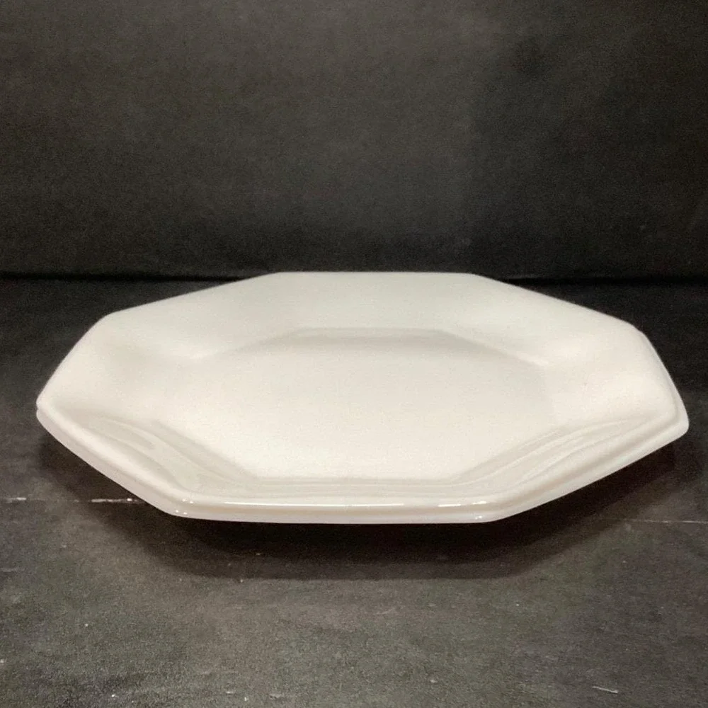Arcopal France Novoctime White Milk Glass Dinner Plates, Set of 2 Vintage Dishes